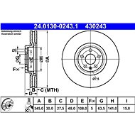 ATE 430243 brake disc 24.0130-0243.1, set of 2 - Brake Disc