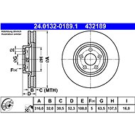 ATE 432189 brake disc 24.0132-0189.1, set of 2 - Brake Disc