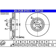 ATE 428133 brake disc 24.0128-0133.1, set of 2 - Brake Disc