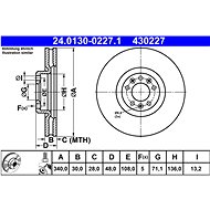 ATE 430227 brake disc 24.0130-0227.1, set of 2 - Brake Disc