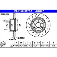 ATE 428177 brake disc 24.0128-0177.1, set of 2 - Brake Disc