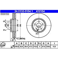 ATE 432154 brake disc 24.0132-0154.1, set of 2 - Brake Disc