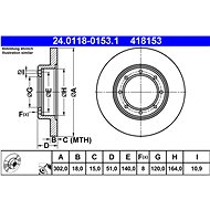 ATE 418153 brake disc 24.0118-0153.1, set of 2 - Brake Disc