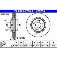 ATE 425215 brake disc 24.0125-0215.1, set of 2 - Brake Disc