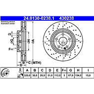 ATE 430238 brake disc 24.0130-0238.1, set of 2 - Brake Disc