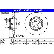 ATE 424259 brake disc 24.0124-0259.1, set of 2 - Brake Disc