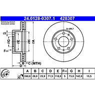 ATE 428307 brake disc 24.0128-0307.1, set of 2 - Brake Disc