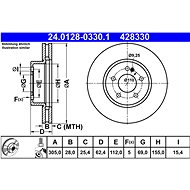 ATE 428330 brake disc 24.0128-0330.1, set of 2 - Brake Disc