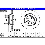 ATE 422214 brake disc 24.0122-0214.1, set of 2 - Brake Disc