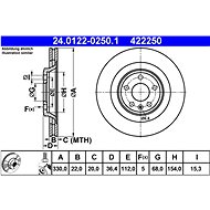 ATE brake disc 24.0122-0250.1, set of 2 - Brake Disc