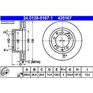 ATE 428167 brake disc 24.0128-0167.1, set of 2 - Brake Disc