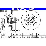 ATE 408114 brake disc 24.0108-0114.2, set of 2 - Brake Disc