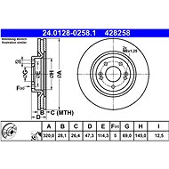 ATE 428258 brake disc 24.0128-0258.1, set of 2 - Brake Disc