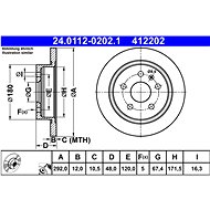 ATE 412202 brake disc 24.0112-0202.1, set of 2 - Brake Disc
