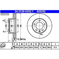 ATE 428252 brake disc 24.0128-0252.1, set of 2 - Brake Disc