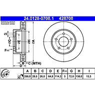 ATE 428708 brake disc 24.0128-0708.1, set of 2 - Brake Disc