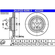 ATE 422288 brake disc 24.0122-0288.1, set of 2 - Brake Disc