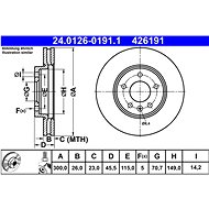 ATE 426191 brake disc 24.0126-0191.1, set of 2 - Brake Disc
