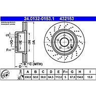 ATE 432153 brake disc 24.0132-0153.1, set of 2 - Brake Disc