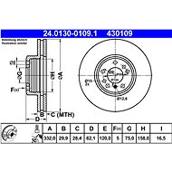 ATE 430109 brake disc 24.0130-0109.1, set of 2 - Brake Disc