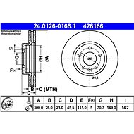 ATE 426166 brake disc 24.0126-0166.1, set of 2 - Brake Disc