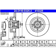 ATE 410325 brake disc 24.0110-0325.2, set of 2 - Brake Disc