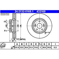 ATE 432169 brake disc 24.0132-0169.1, set of 2 - Brake Disc