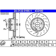 ATE 432100 brake disc 24.0132-0100.1, set of 2 - Brake Disc