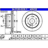 ATE 420235 brake disc 24.0120-0235.1, set of 2 - Brake Disc