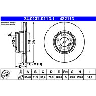 ATE 432113 brake disc 24.0132-0113.1, set of 2 - Brake Disc