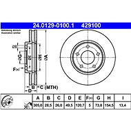 ATE 429100 brake disc 24.0129-0100.1, set of 2 - Brake Disc