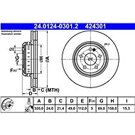 ATE 424301 brake disc 24.0124-0301.2, set of 2 - Brake Disc