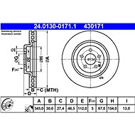 ATE 430171 brake disc 24.0130-0171.1, set of 2 - Brake Disc