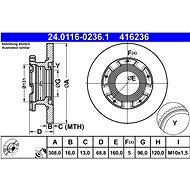 ATE 416236 brake disc 24.0116-0236.1, set of 2 - Brake Disc