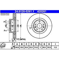 ATE 428261 brake disc 24.0128-0261.1, set of 2 - Brake Disc
