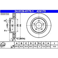 ATE 426179 brake disc 24.0126-0179.1, set of 2 - Brake Disc