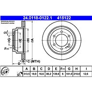ATE 418122 brake disc 24.0118-0122.1, set of 2 - Brake Disc