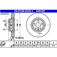 ATE brake disc 24.0128-0328.1, set of 2 - Brake Disc
