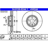 ATE 430244 brake disc 24.0130-0244.1, set of 2 - Brake Disc