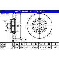 ATE 430221 brake disc 24.0130-0221.1, set of 2 - Brake Disc