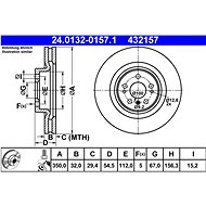 ATE 432157 brake disc 24.0132-0157.1, set of 2 - Brake Disc