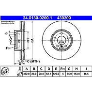 ATE 430200 brake disc 24.0130-0200.1, set of 2 - Brake Disc