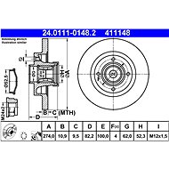 ATE 411148 brake disc 24.0111-0148.2, set of 2 - Brake Disc
