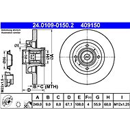 ATE 409150 brake disc 24.0109-0150.2, set of 2 - Brake Disc