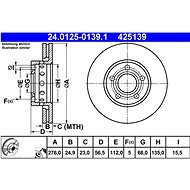 ATE 425139 brake disc 24.0125-0139.1, set of 2 - Brake Disc