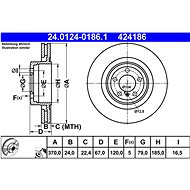 ATE 424186 brake disc 24.0124-0186.1, set of 2 - Brake Disc