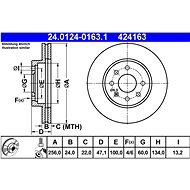 ATE 424163 brake disc 24.0124-0163.1, set of 2 - Brake Disc