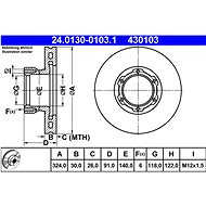 ATE 430103 brake disc 24.0130-0103.1, set of 2 - Brake Disc