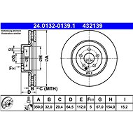 ATE 432139 brake disc 24.0132-0139.1, set of 2 - Brake Disc