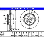 ATE 428722 brake disc 24.0128-0722.1, set of 2 - Brake Disc
